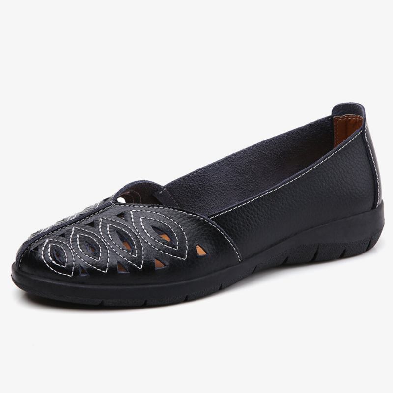 Kvinder Syning Blomster Hule Skridsikre Casual Slip On Loafers