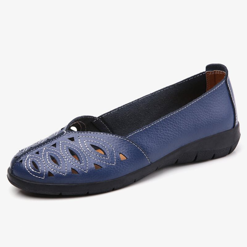 Kvinder Syning Blomster Hule Skridsikre Casual Slip On Loafers