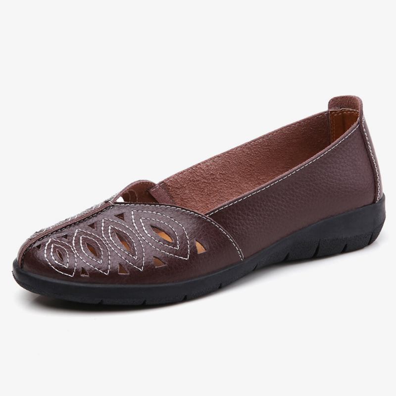 Kvinder Syning Blomster Hule Skridsikre Casual Slip On Loafers