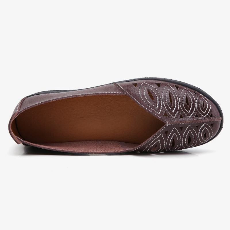 Kvinder Syning Blomster Hule Skridsikre Casual Slip On Loafers