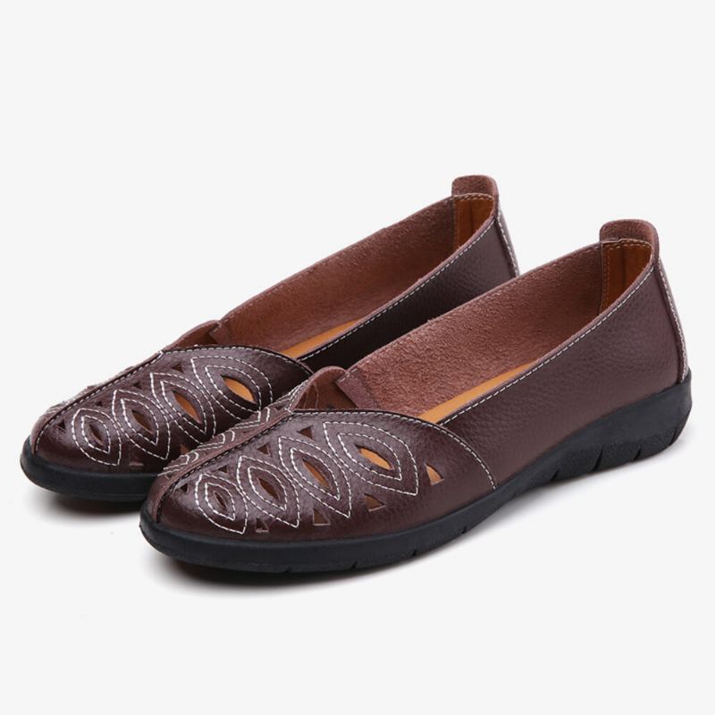 Kvinder Syning Blomster Hule Skridsikre Casual Slip On Loafers