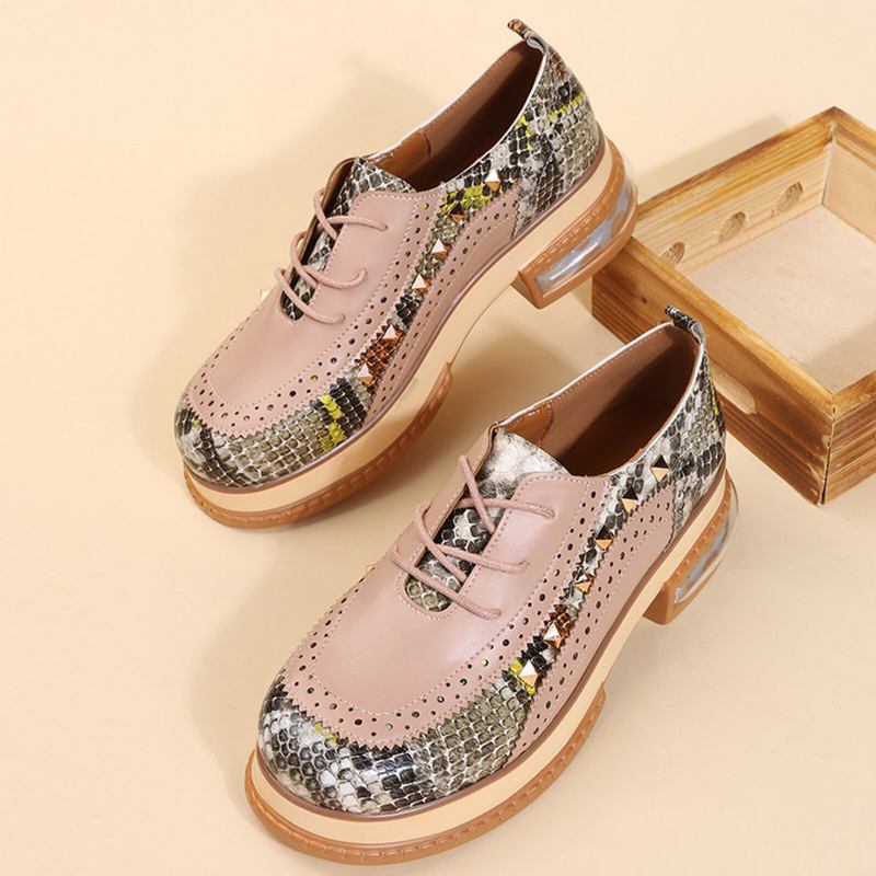 Plus Size Kvinder Casual Fashion Snakeskin Colorblock Oxfords Sko