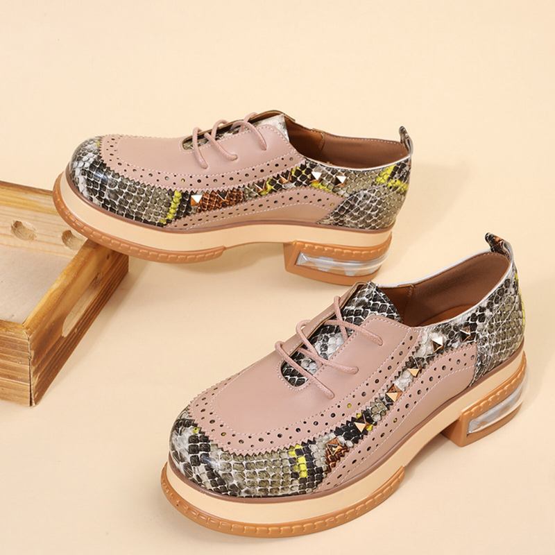 Plus Size Kvinder Casual Fashion Snakeskin Colorblock Oxfords Sko