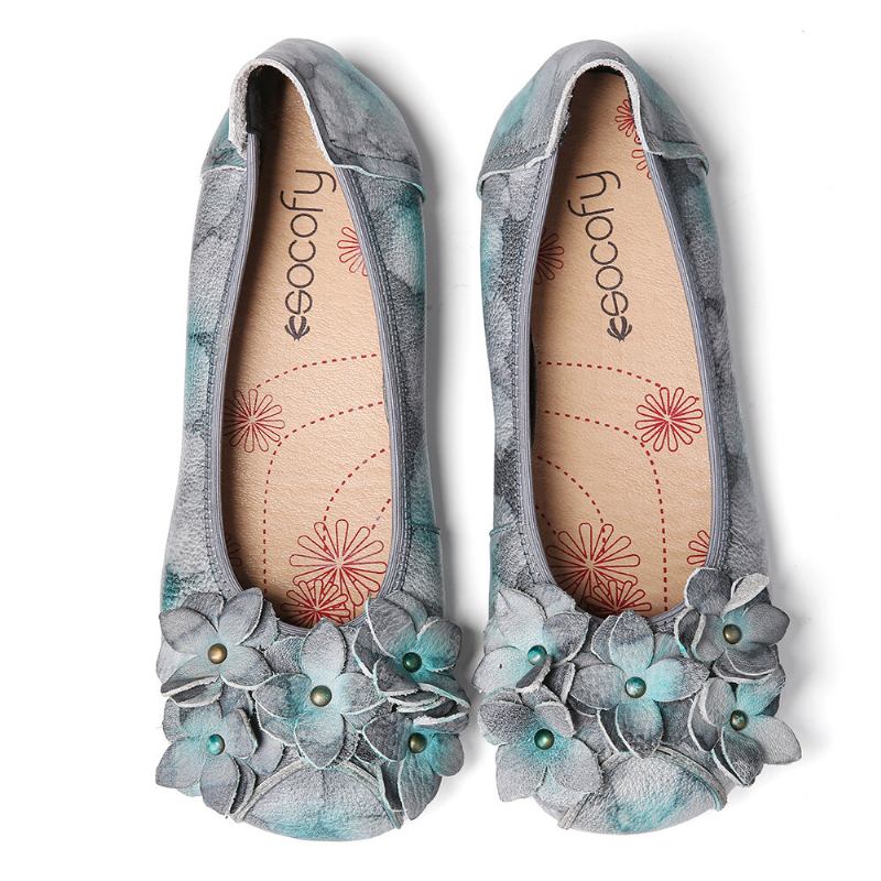 Retro Flowers Decor Tie-dyed Blød Sål Behagelig Slip-on Bløde Flade Sko