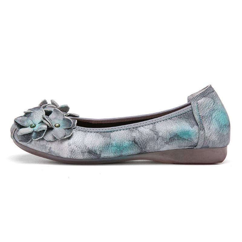 Retro Flowers Decor Tie-dyed Blød Sål Behagelig Slip-on Bløde Flade Sko