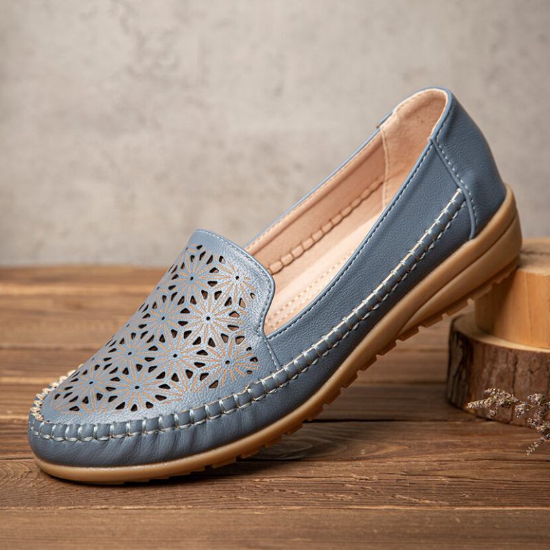 Women Floewrs Hollow Comfy Non Slip Casual Flade Loafers