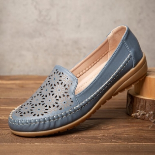 Women Floewrs Hollow Comfy Non Slip Casual Flade Loafers