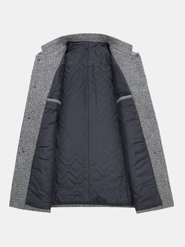 Mænds Midaldrende New Woolen Daddy I Den Lange Krave Windbreaker Tykke Frakker