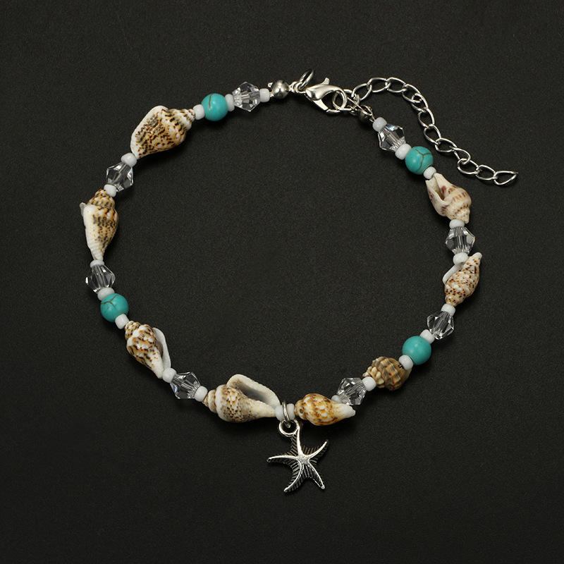 Retro Conch Beaded Yoga Anklet Legering Sea Star Fodtøj Til Kvinder Håndlavet Anklet