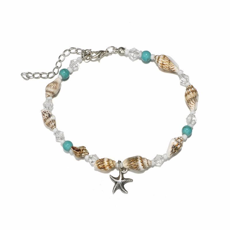 Retro Conch Beaded Yoga Anklet Legering Sea Star Fodtøj Til Kvinder Håndlavet Anklet