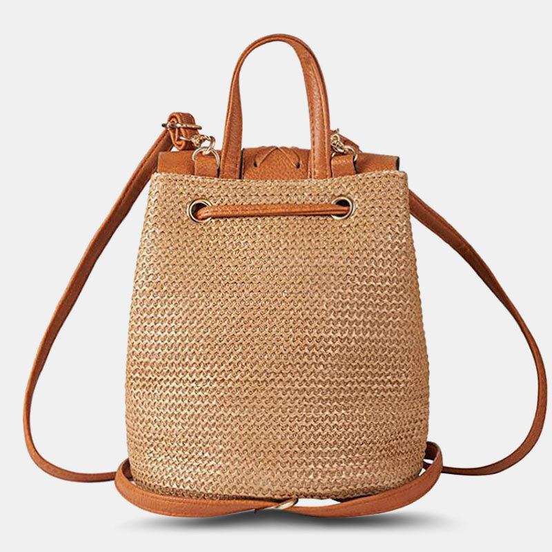 Dame Tassel Straw Taske Retro Beach Taske Rygsæk Bucket Bag