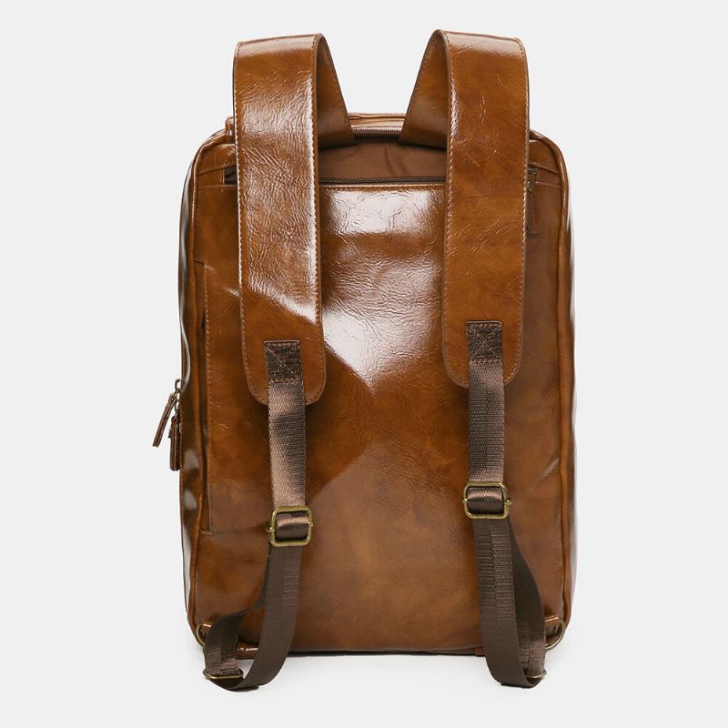 Ekphero Herrer Vintage Business Multi-lommer Rygsæk Stor Kapacitet Vandtæt Multi-bære Briefcase Crossbody Taske