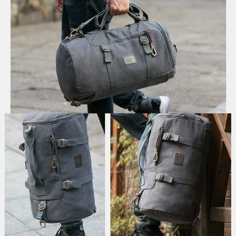 Mænd Canvas Rejserygsæk Multifunktion Med Usb Opladning Håndtaske Skuldertaske Cross Body Taske