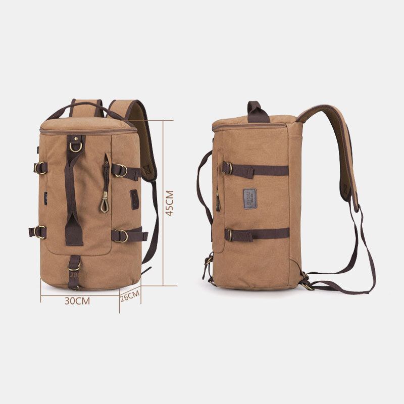 Mænd Canvas Rejserygsæk Multifunktion Med Usb Opladning Håndtaske Skuldertaske Cross Body Taske