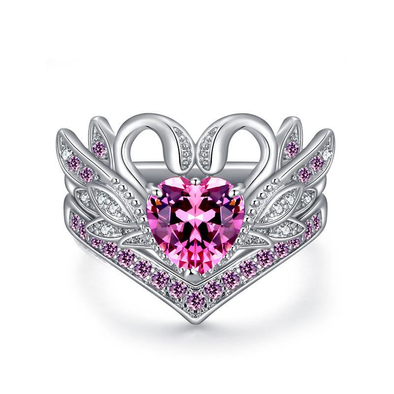 2 Stk/sæt Sweet Swan Heart Zirconia Forlovelsesring Unik Gave Til Kvinder Piger