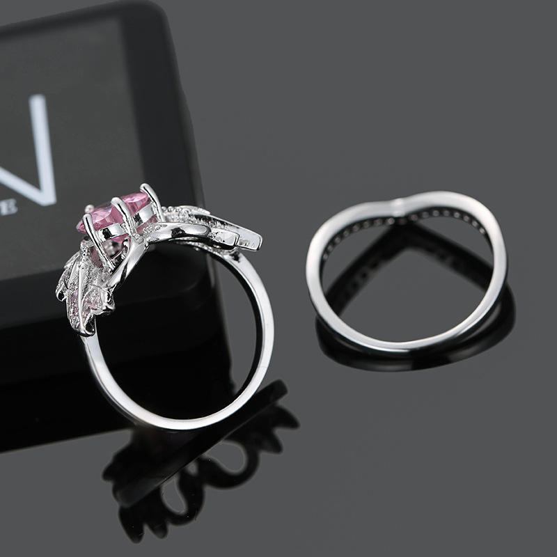 2 Stk/sæt Sweet Swan Heart Zirconia Forlovelsesring Unik Gave Til Kvinder Piger