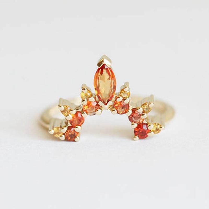 3 Stk/sæt Stilfulde Dame Stabelbare Ringe Ruby Crystal Flower Charm Bohemian Ring Sæt Til Damer