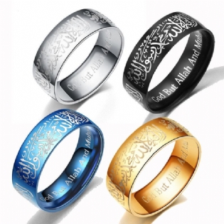 8 mm Muslim Allah Ord Rustfrit Stål Ring Religiøs Multicolor Guld Ringe Til Mænd