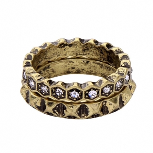 Dobbelt Layer Rhinestone Finger Ring Afrikansk Bronze Kvinder Ring For Gift