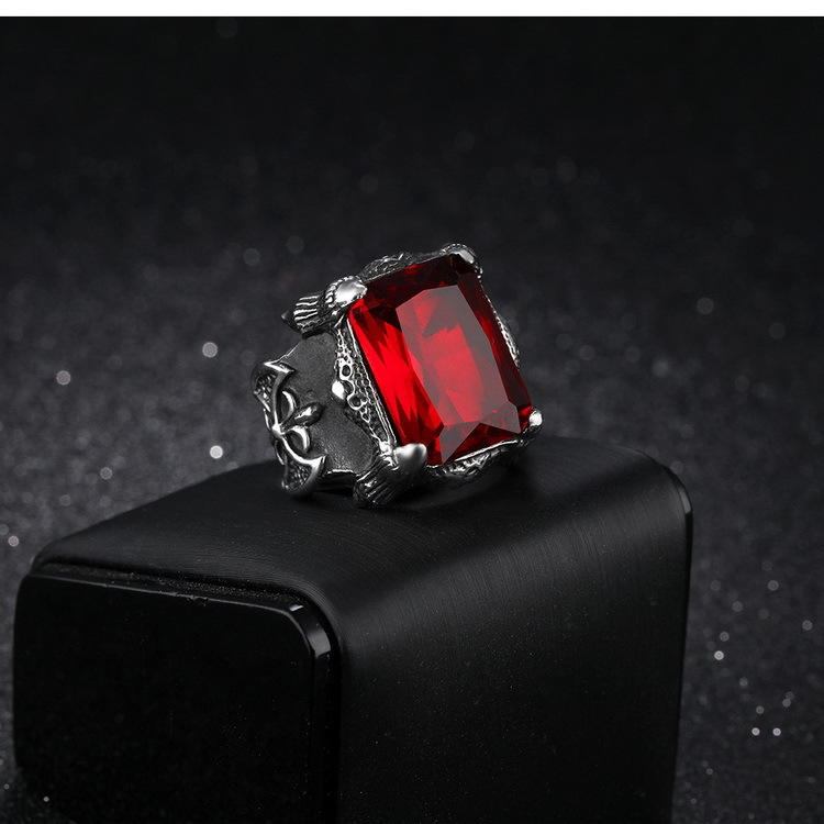 E-handel Oprindelseskilde Europa Og Amerika Dominerende Titanium Steel Herresæt Ruby Ring