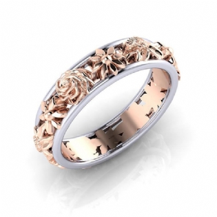 Mode Dobbelt Farve Blomst Finger Ring Rund Form Rose Guld Kvinder Ringe Smykker