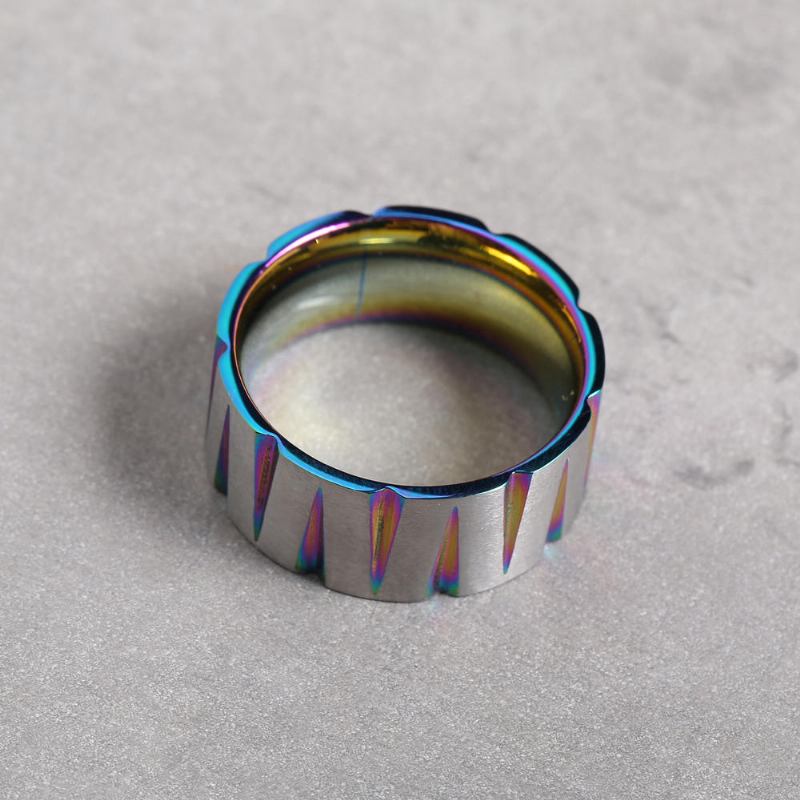 Punk Farverig Trådtegning Rustfrit Stål Fingerring Geometrisk Kegle Unisex Forlovelsesringe