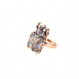 Retro Ladybug Dame Ring Farverig Rhinestone Finger Ring Bronze Metal Ring