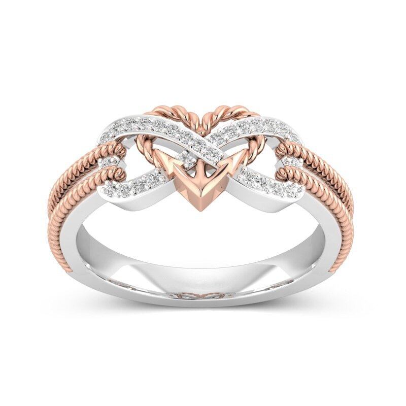 Special Zircon Indlagt Hule Platin Ringe Infinity Knot Hjerte Kryds Finger Ring Til Kvinder