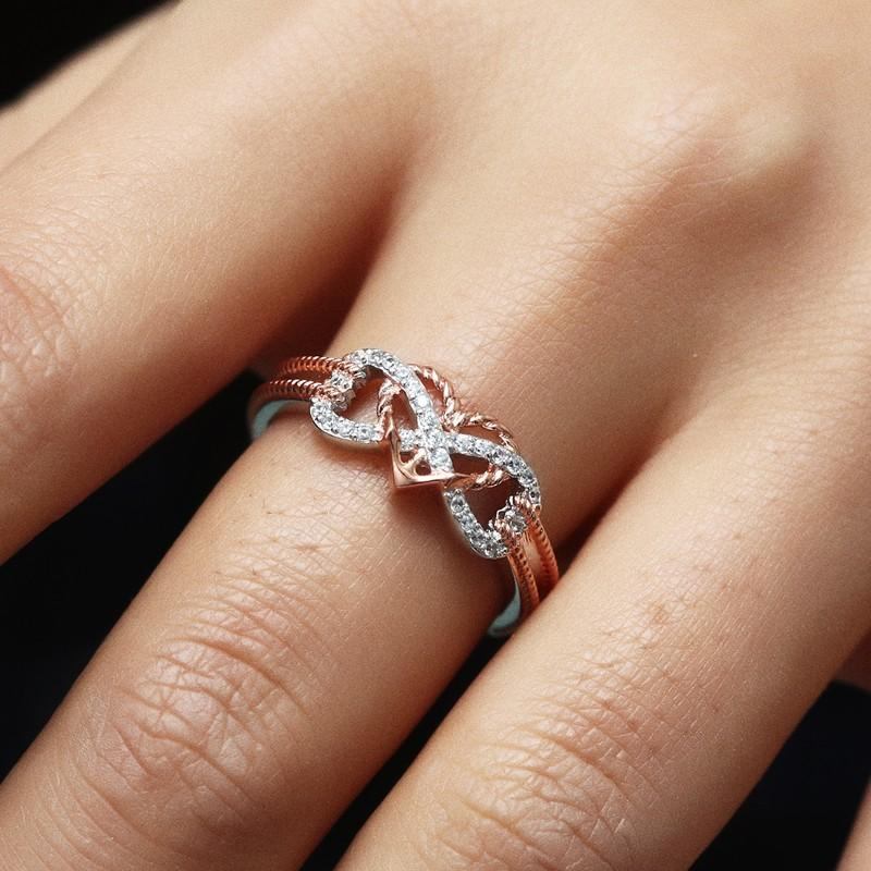 Special Zircon Indlagt Hule Platin Ringe Infinity Knot Hjerte Kryds Finger Ring Til Kvinder