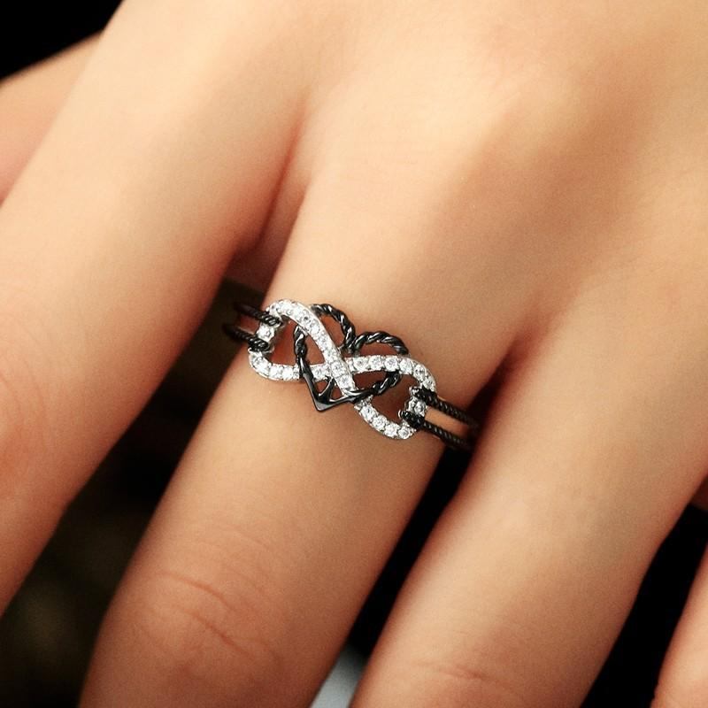 Special Zircon Indlagt Hule Platin Ringe Infinity Knot Hjerte Kryds Finger Ring Til Kvinder