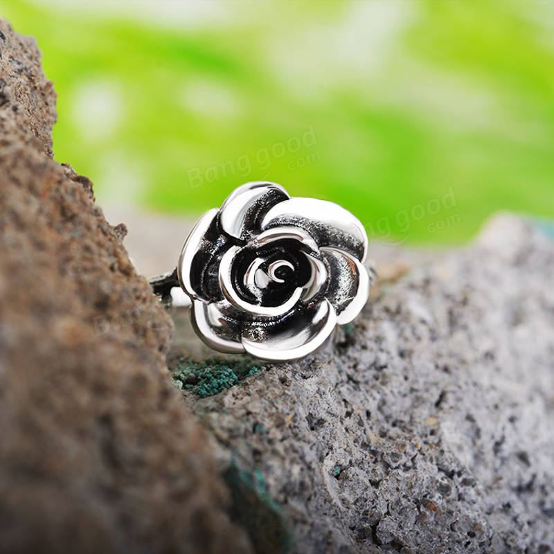 Sweet Flower Antique Silve Finger Ringe Elegant Udskårne Rose Flower Ring Søde Jewerly For Girl Kvinder