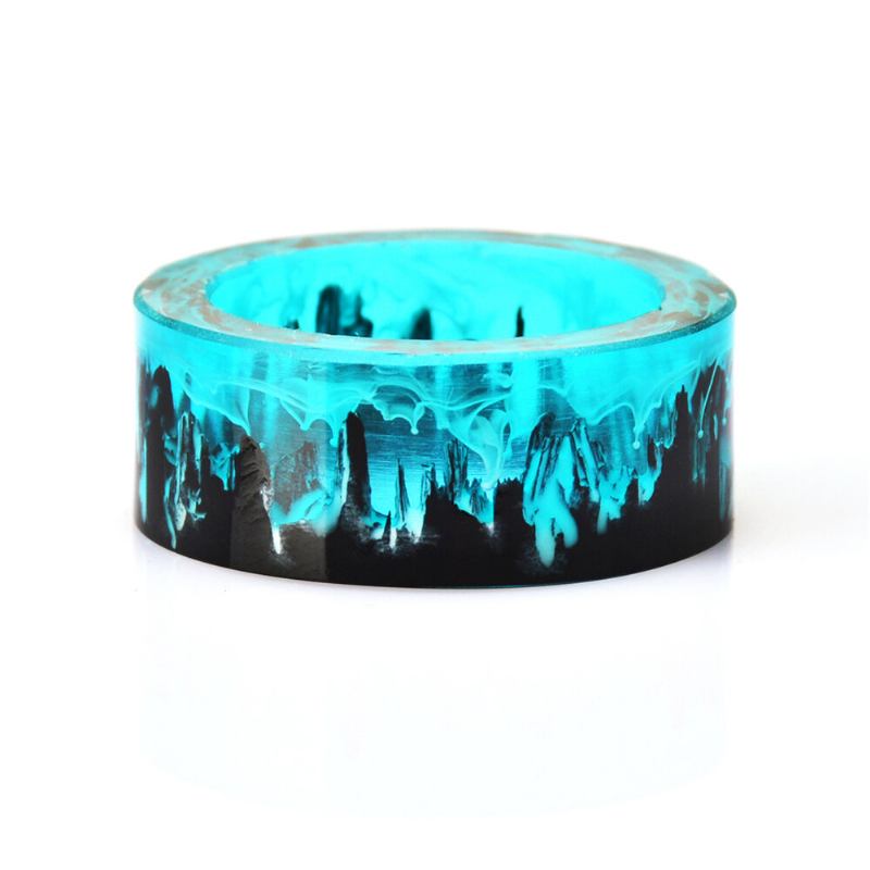 Time Gem Epoxy Ring Gør-det-selv Håndlavet Blækmaleri Magic Forest Resin Ring Unisex