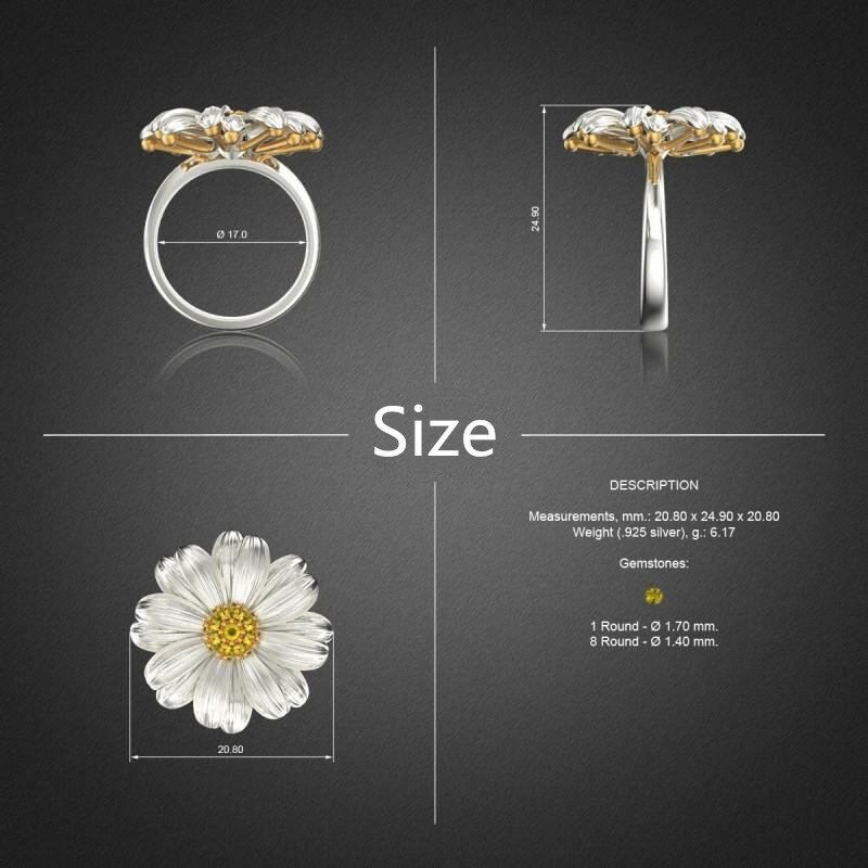 Trendy Chrysanthemum Small Daisy Flower Dameringe Wild Small Fresh Diamond Mount Smykker