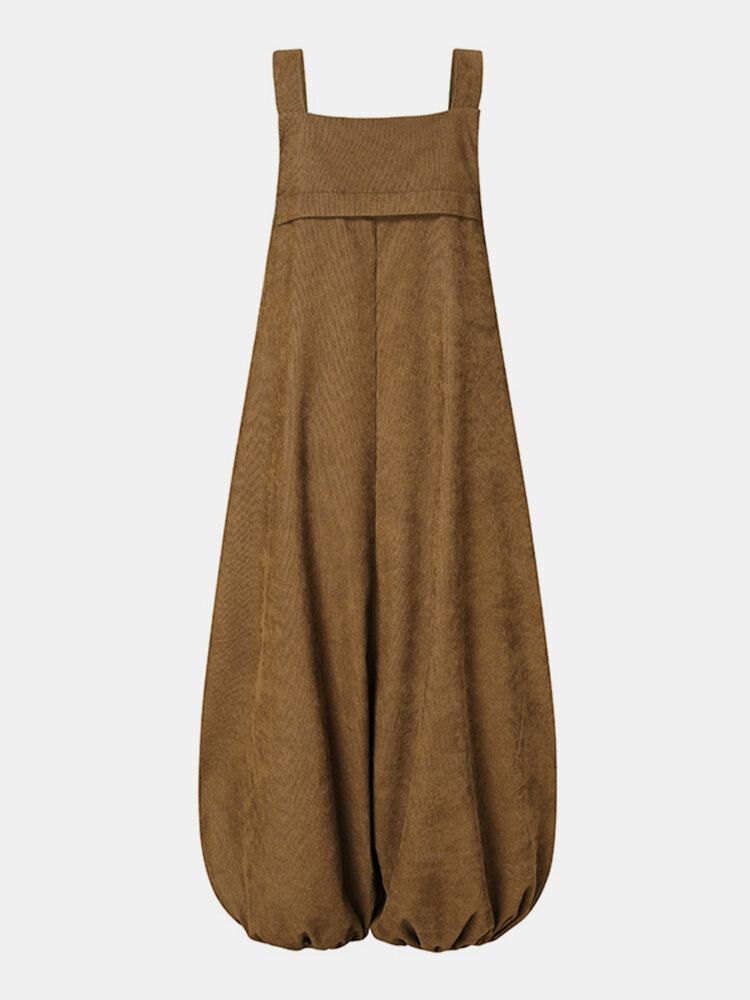 Kvinder Corduroy Ærmeløs Drop-skridt Lanterne Ben Vintage Jumpsuit