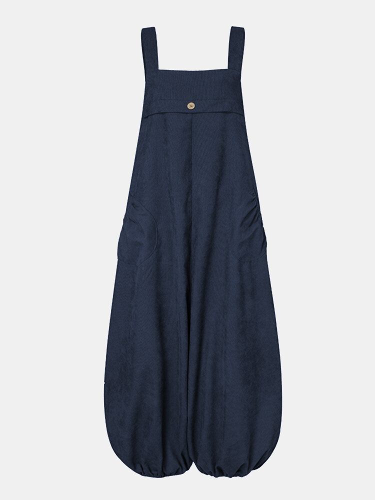 Kvinder Corduroy Ærmeløs Drop-skridt Lanterne Ben Vintage Jumpsuit