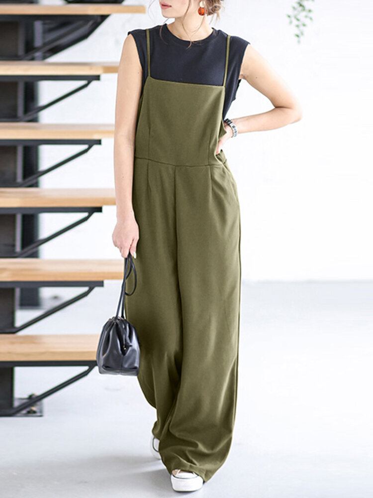 Kvinder Ensfarvede Ensfarvede Cami Strappy Casual Jumpsuits