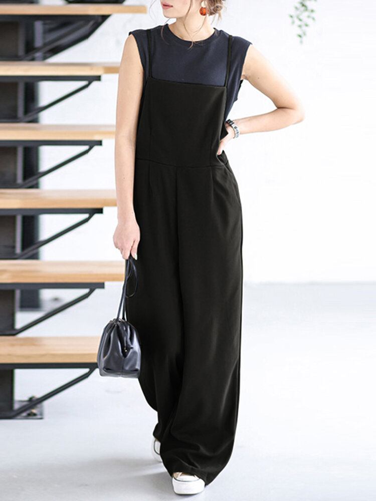 Kvinder Ensfarvede Ensfarvede Cami Strappy Casual Jumpsuits