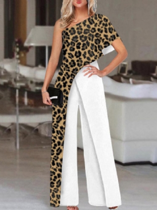 Leopardprint Splejsning Temperamentsfulde Jumpsuits Til Kvinder