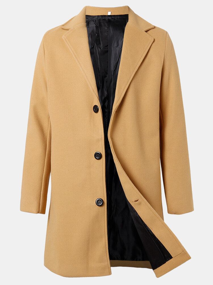 Ensfarvet Herre Enkeltradede Mellemlange Business Warm Trench Coats