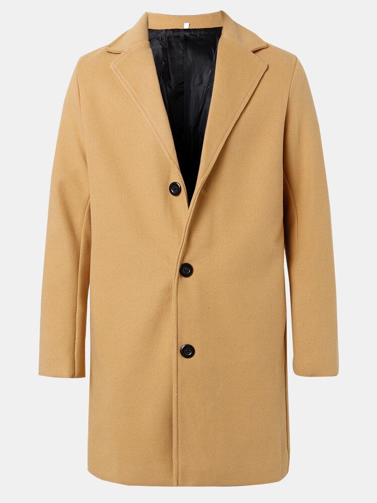 Ensfarvet Herre Enkeltradede Mellemlange Business Warm Trench Coats