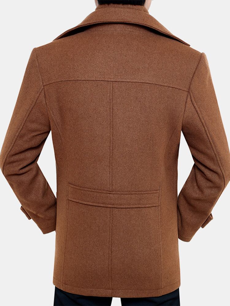 Herre Thicken Warm Solid Business Woolen Trench Coats