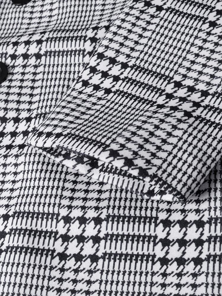 Houndstooth Revers Til Mænd Enkeltradede Mellemlange Trenchcoats