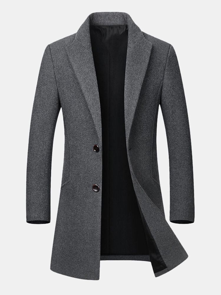 Mænd Business Casual Ulden Trenchcoat Mellemlang Enkeltradet Slim Fit Coat