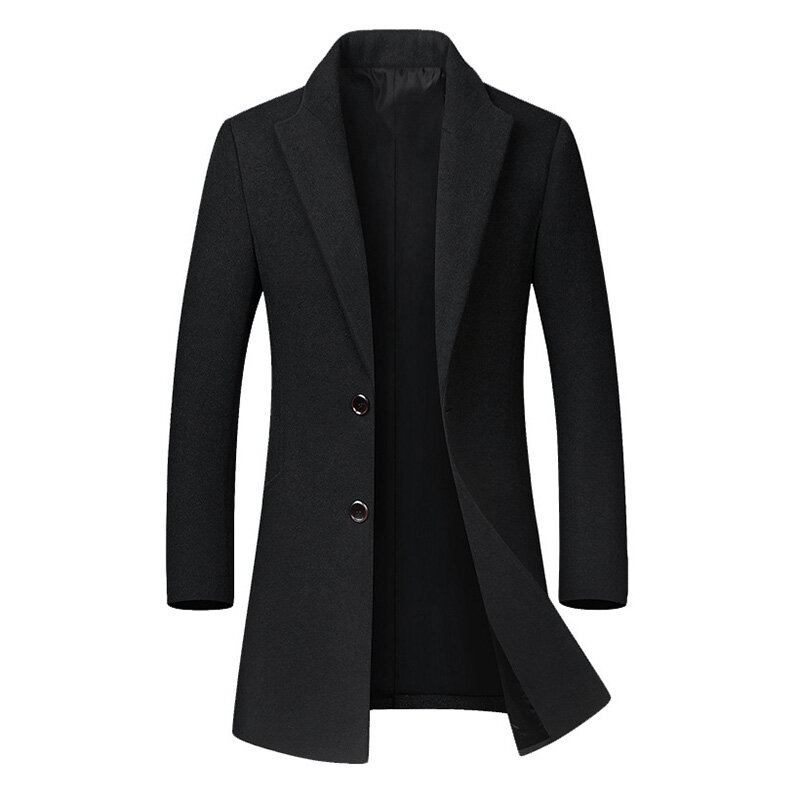 Mænd Business Casual Ulden Trenchcoat Mellemlang Enkeltradet Slim Fit Coat