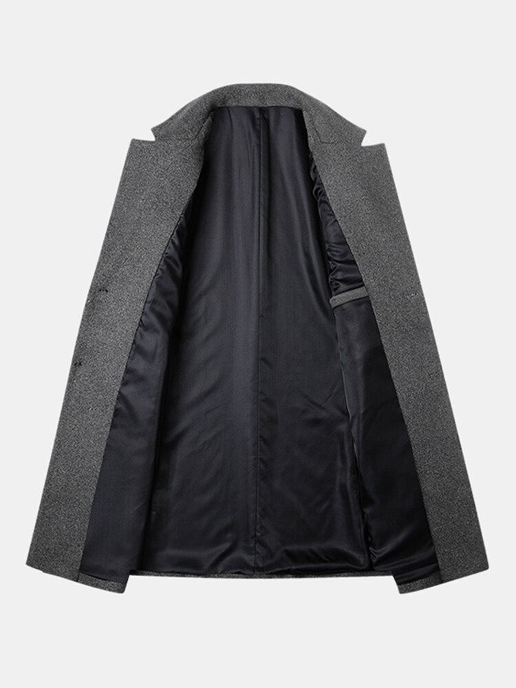 Mænds Uldblandinger Mellemlange Frakker Business Casual Uld Trenchcoats