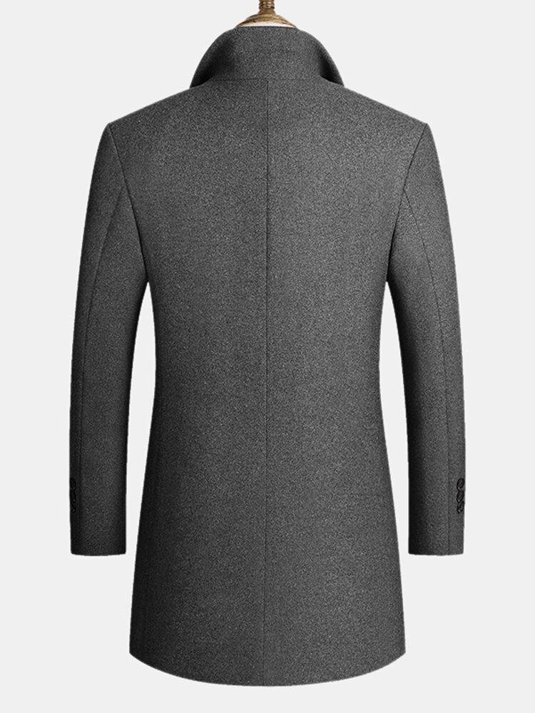 Mænds Uldblandinger Mellemlange Frakker Business Casual Uld Trenchcoats