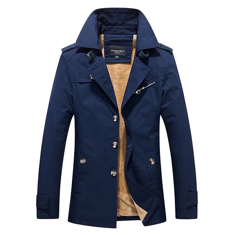 Tyk Varm Slank Stilfuld Mid Long Efterår Vinter Trench Coats