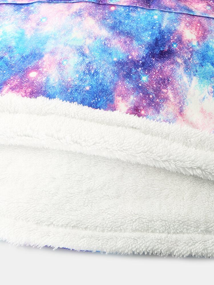 Damedesign Starry Sky Tie Dye Print Oversized Vendbar Homewear Fleeceforet Vendbart Tæppe Hættetrøje Med Lommelomme