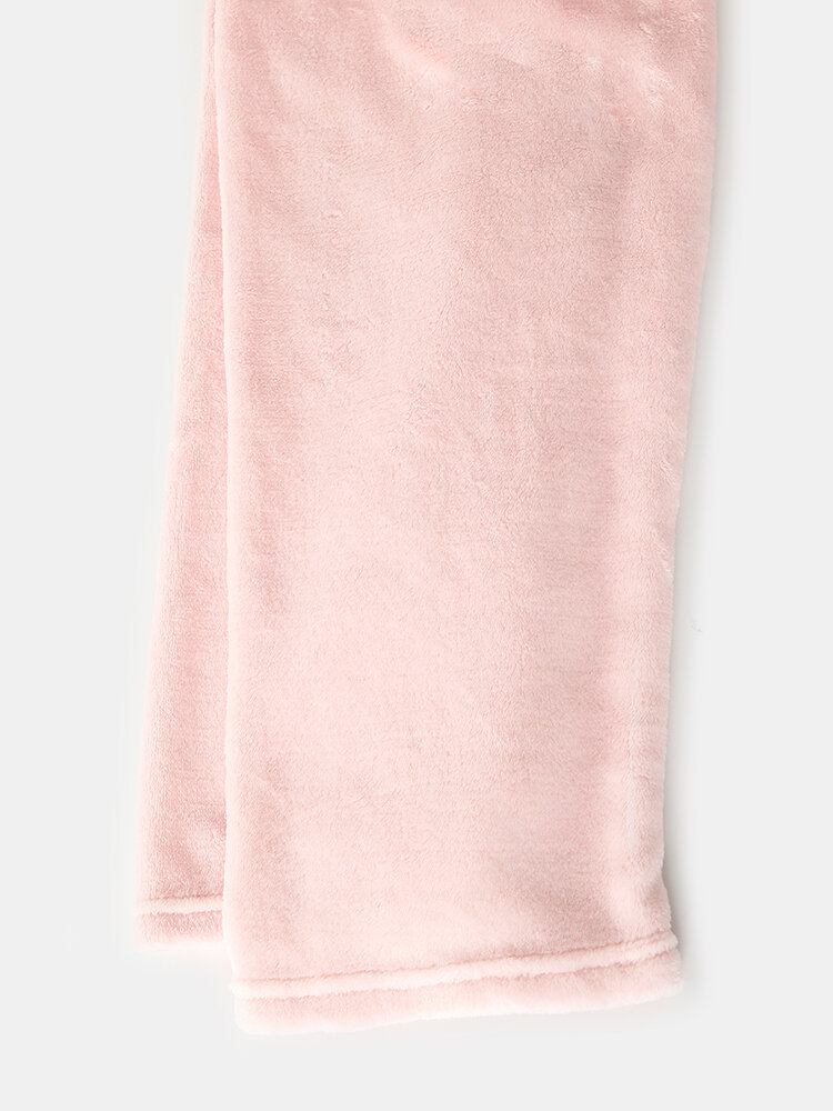 Kvinder Flannel Pig Grafik Langærmede Sweatshirts Elastiske Taljebukser Thicken Home Pyjamassæt