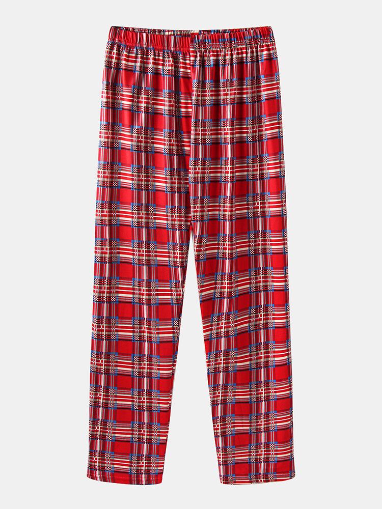 Kvinder Jul Julemand Print Pullover Plaid Elastiske Taljebukser Hjem Casual Pyjamassæt